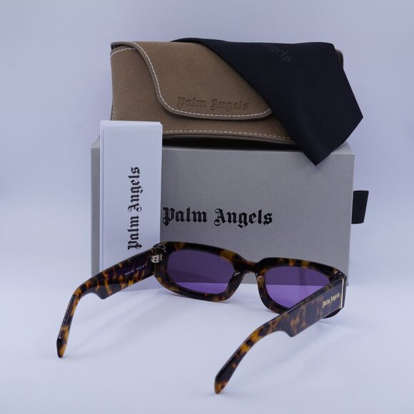 Palm Angels PERI104 NOAH 6037 Rectangle Sunglasses - Havana/Purple - Picture 4 of 10